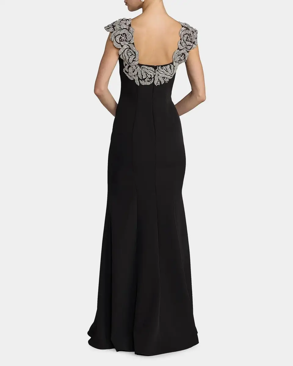 Mac Duggal Embellished Strap Crepe Mermaid Gown | Thumbnail 3 Mac Duggal Embellished Strap Crepe Mermaid Gown | Thumbnail 3