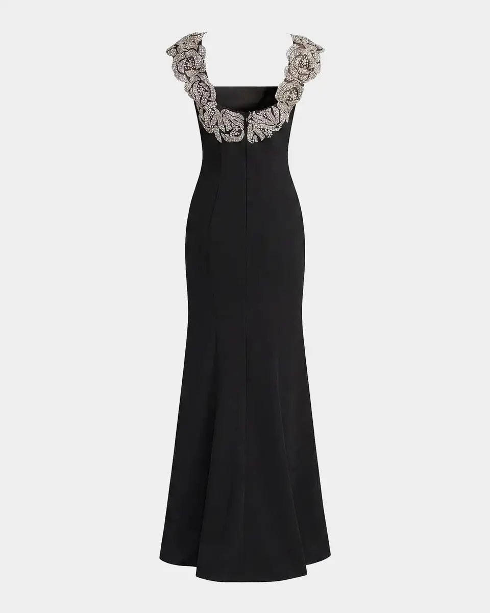 Mac Duggal Embellished Strap Crepe Mermaid Gown | Thumbnail 6 Mac Duggal Embellished Strap Crepe Mermaid Gown | Thumbnail 6