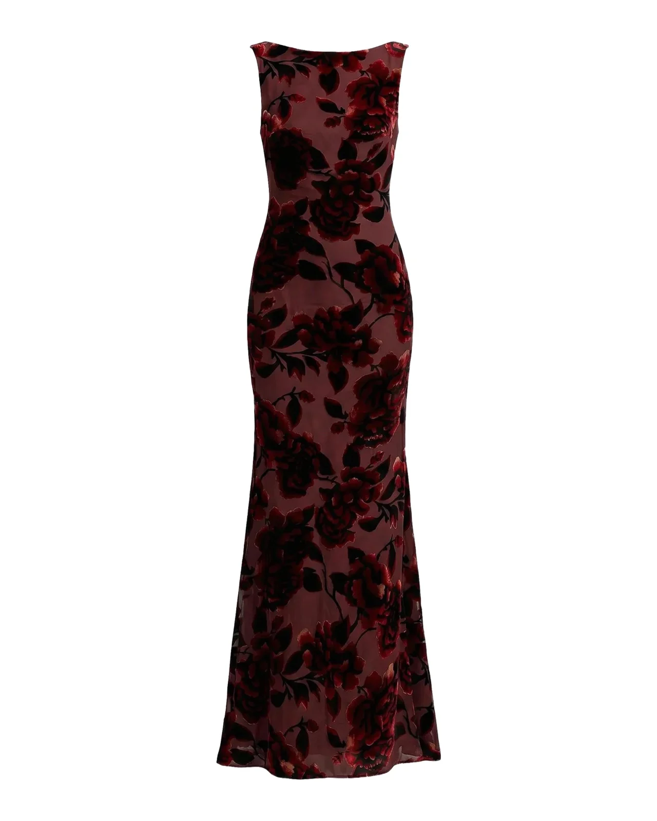 Floral Velvet Burnout Cowlback Gown Floral Velvet Burnout Cowlback Gown