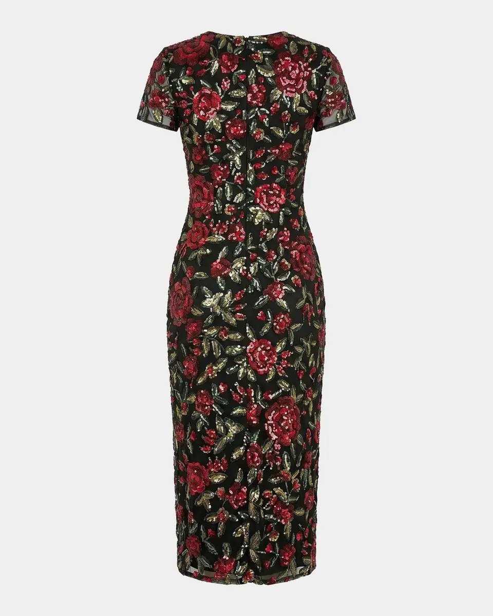Mac Duggal Sequined Floral Mesh Gown | Thumbnail 5 Mac Duggal Sequined Floral Mesh Gown | Thumbnail 5