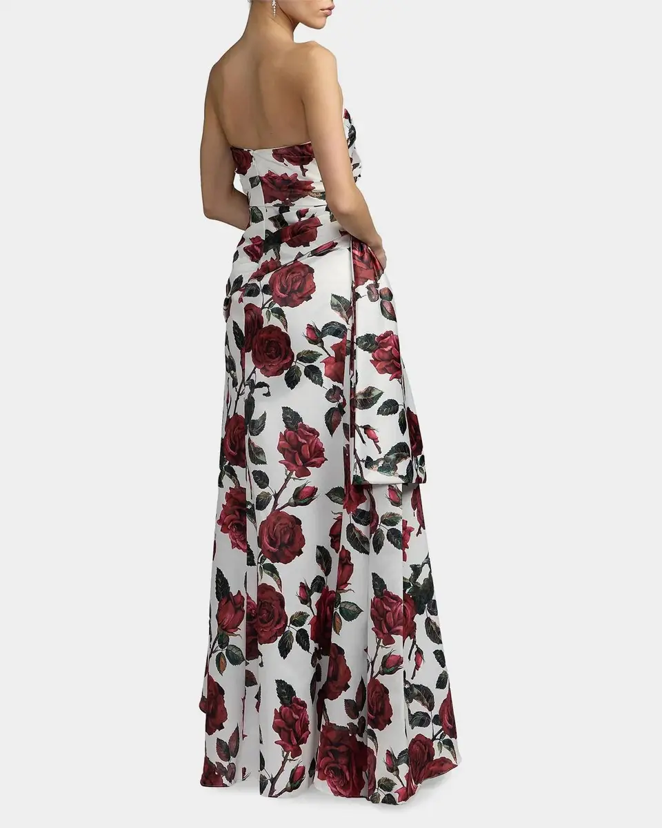 Mac Duggal Floral Satin Strapless Gown | Thumbnail 3