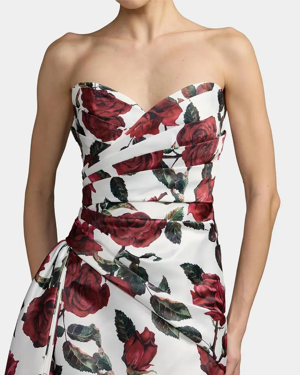Mac Duggal Floral Satin Strapless Gown | Thumbnail 4