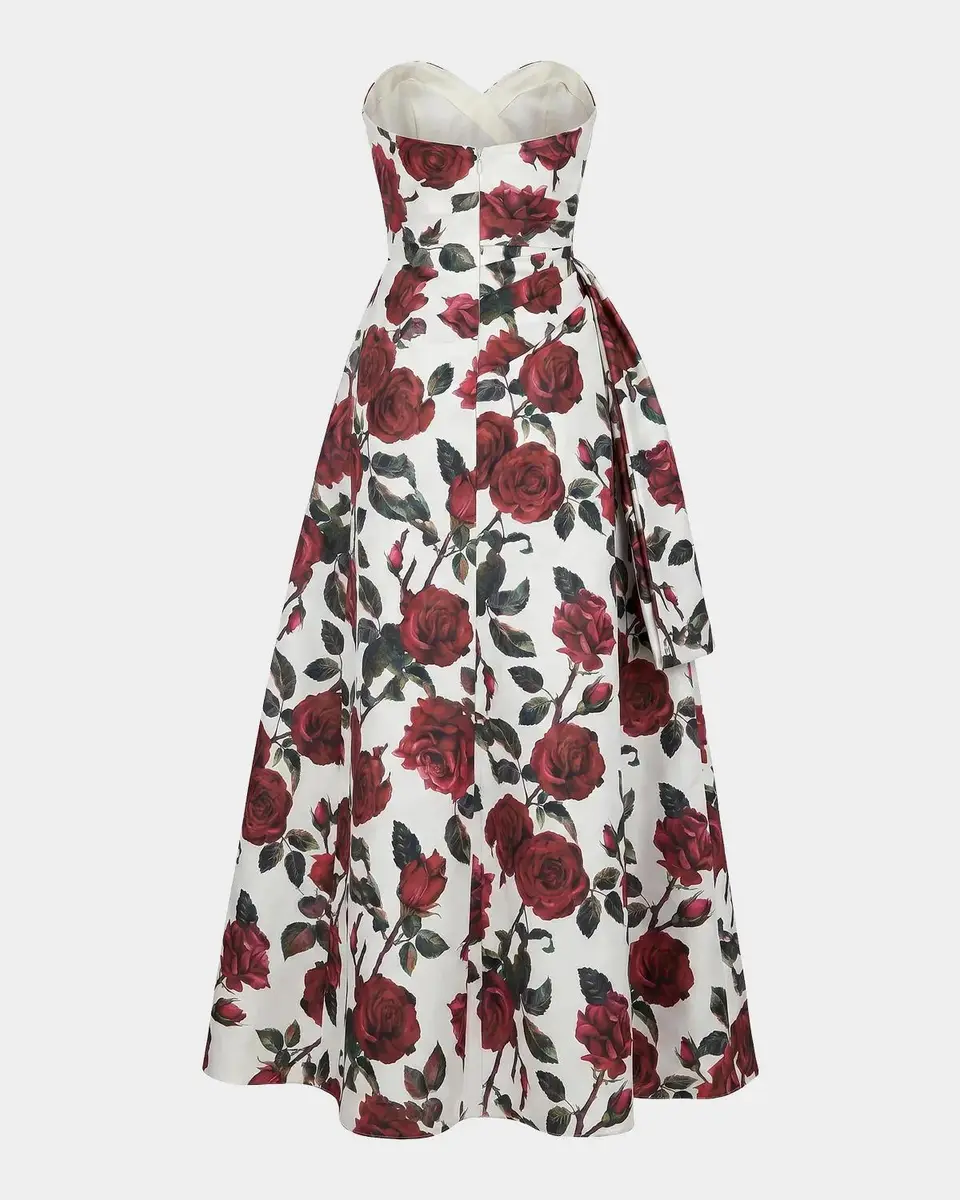 Mac Duggal Floral Satin Strapless Gown | Thumbnail 6