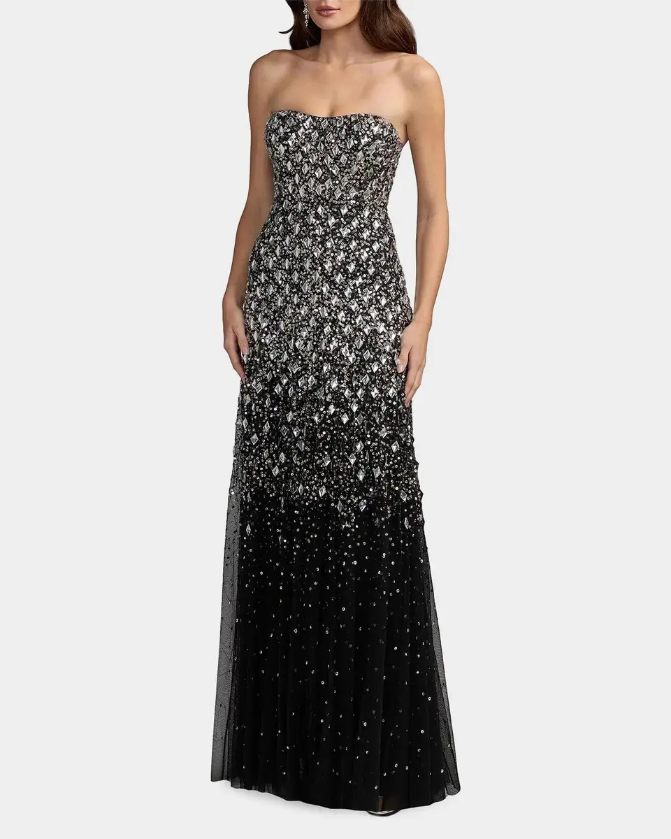 Mac Duggal Beaded Mesh Strapless A-Line Gown | Thumbnail 2