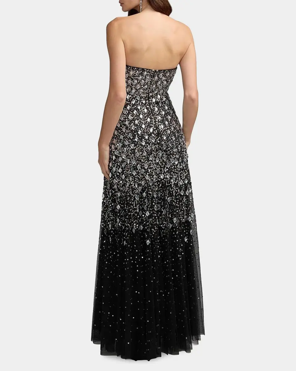 Mac Duggal Beaded Mesh Strapless A-Line Gown | Thumbnail 3