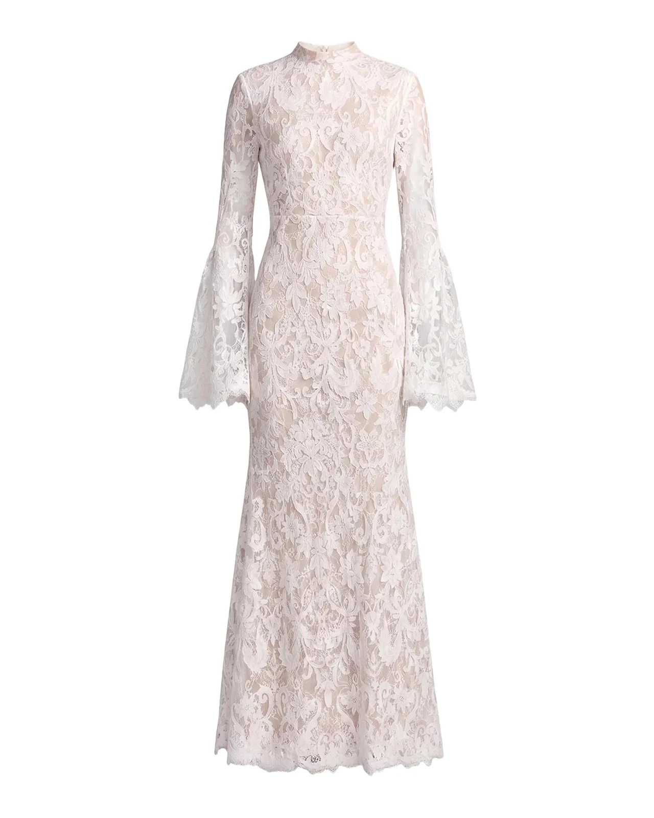 Lace Flare Sleeve Mermaid Gown