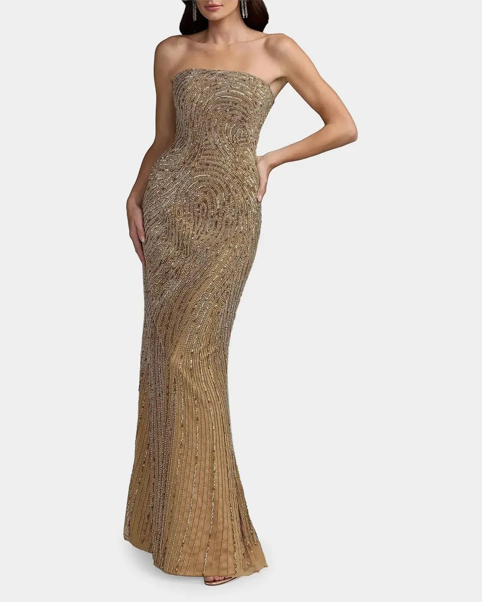 Mac Duggal Embellished Mesh Strapless Column Gown | Thumbnail 2 Mac Duggal Embellished Mesh Strapless Column Gown | Thumbnail 2