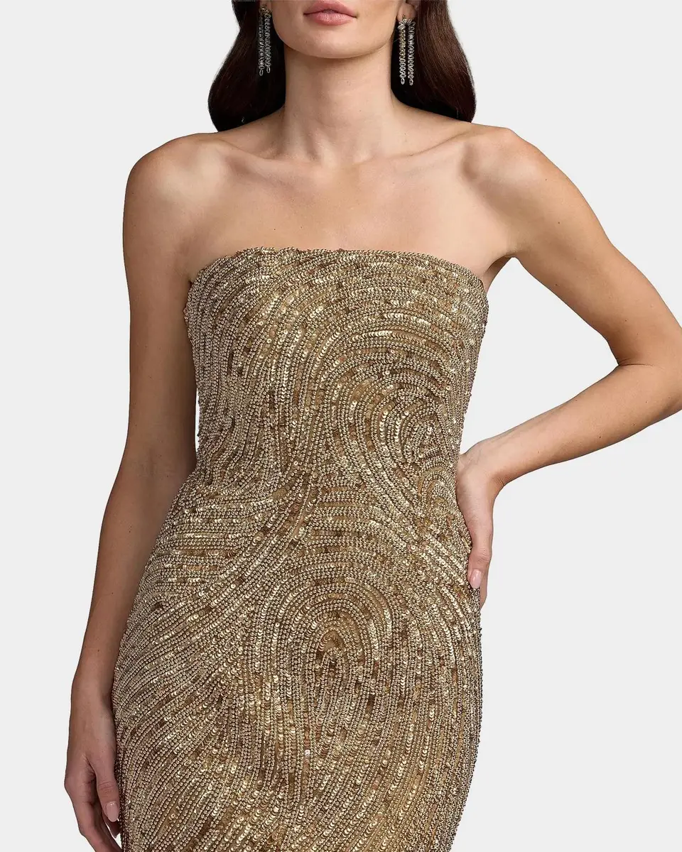 Mac Duggal Embellished Mesh Strapless Column Gown | Thumbnail 4 Mac Duggal Embellished Mesh Strapless Column Gown | Thumbnail 4