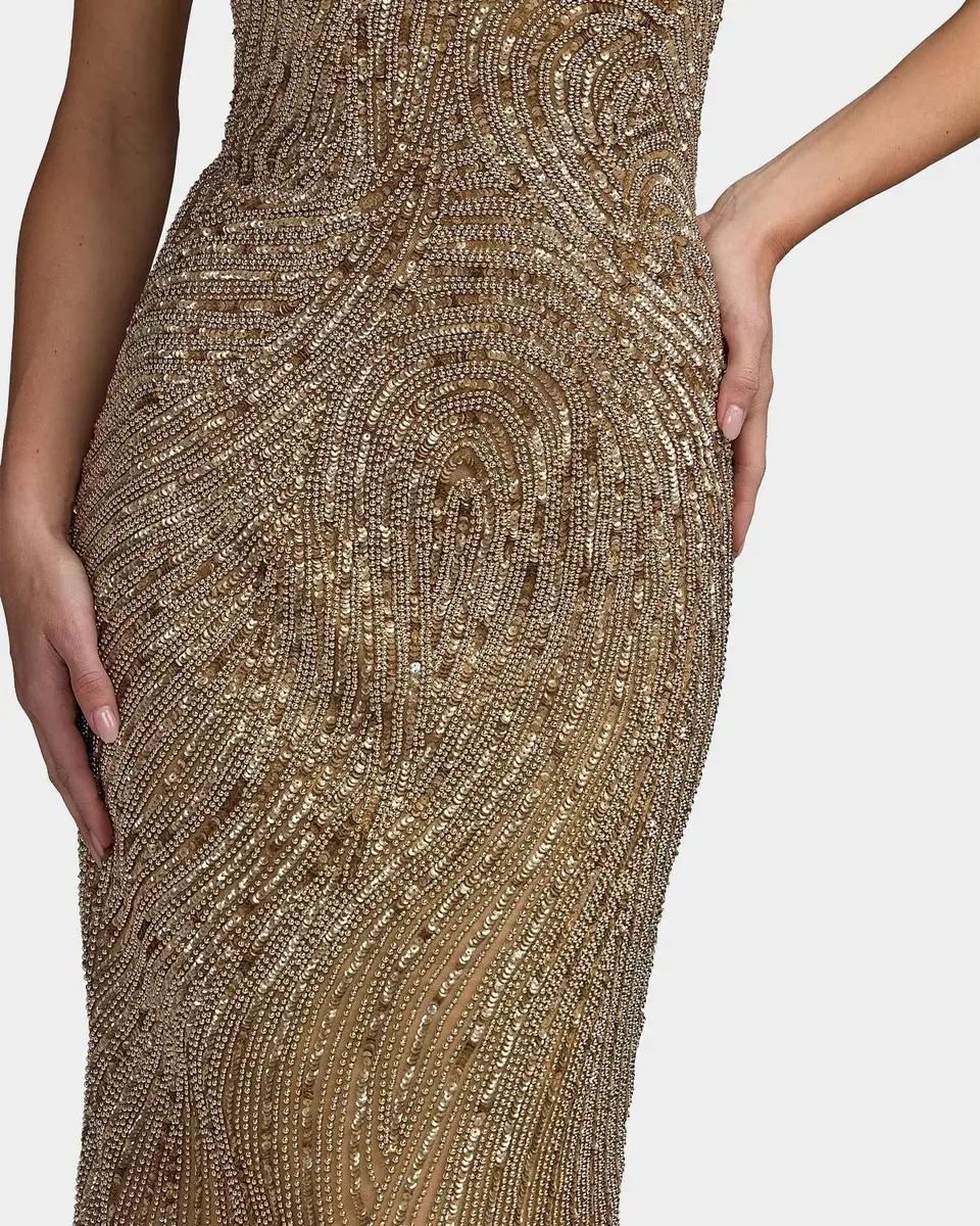 Mac Duggal Embellished Mesh Strapless Column Gown | Thumbnail 5 Mac Duggal Embellished Mesh Strapless Column Gown | Thumbnail 5