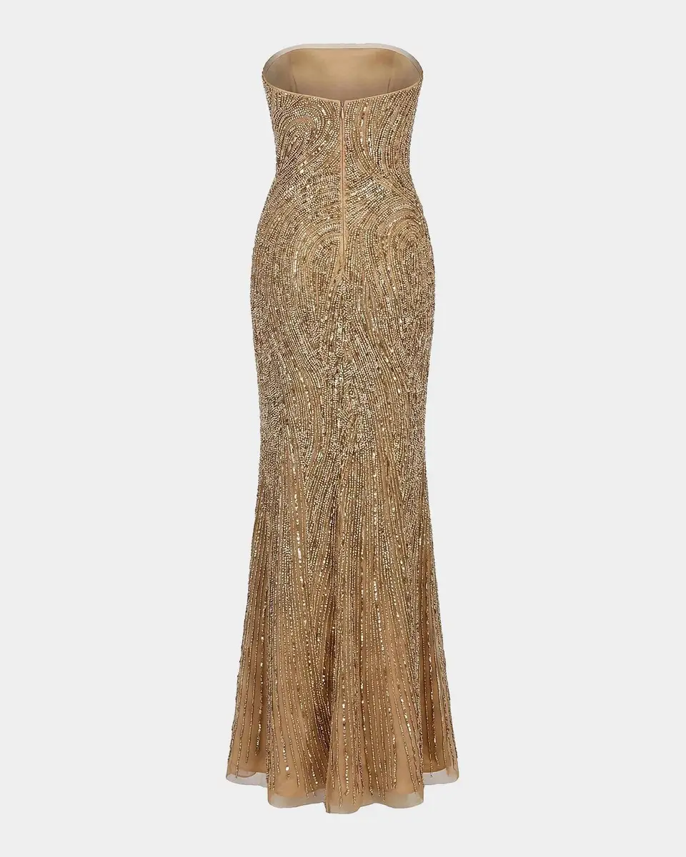 Mac Duggal Embellished Mesh Strapless Column Gown | Thumbnail 6 Mac Duggal Embellished Mesh Strapless Column Gown | Thumbnail 6