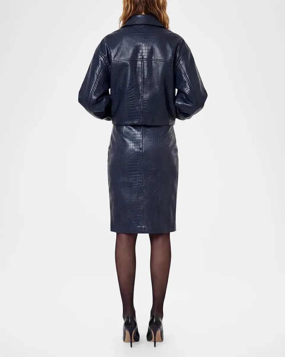 NICHOLAS Livia Croc-Embossed Vegan Leather Pencil Skirt | Thumbnail 3 NICHOLAS Livia Croc-Embossed Vegan Leather Pencil Skirt | Thumbnail 3