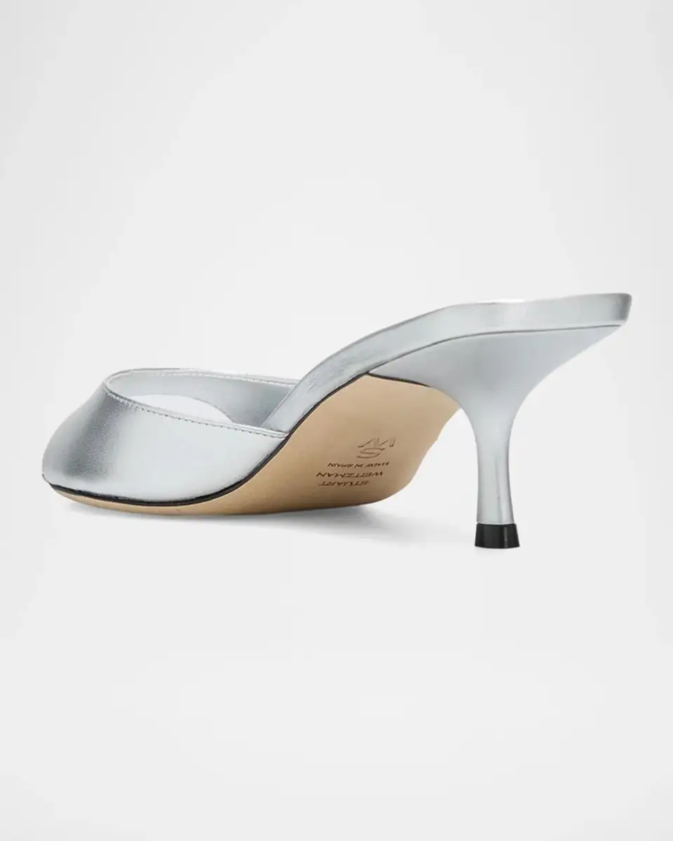 Stuart Weitzman 50mm Lexington Metallic Leather Mules | Thumbnail 4