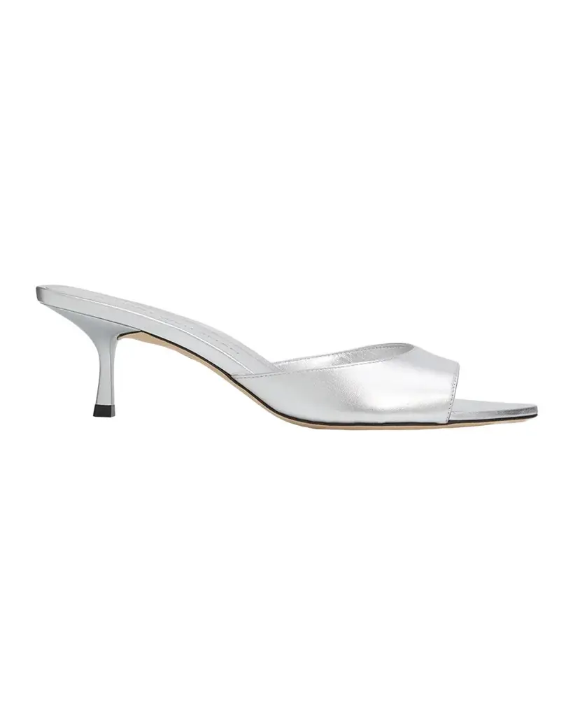 Stuart Weitzman 50mm Lexington Metallic Leather Mules