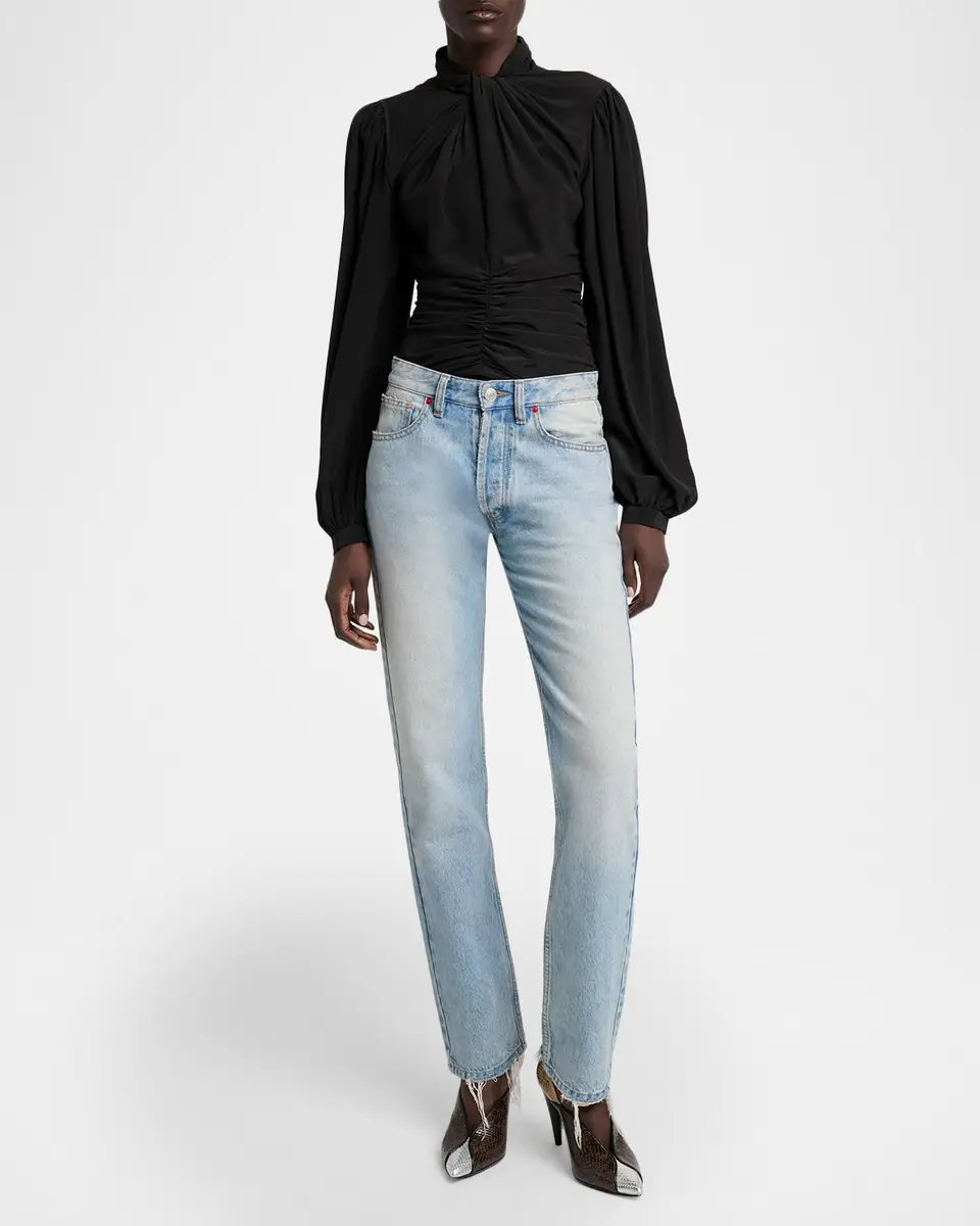 Isabel Marant Depsona Twisted Keyhole Long-Sleeve Silk Blouse | Thumbnail 2 Isabel Marant Depsona Twisted Keyhole Long-Sleeve Silk Blouse | Thumbnail 2
