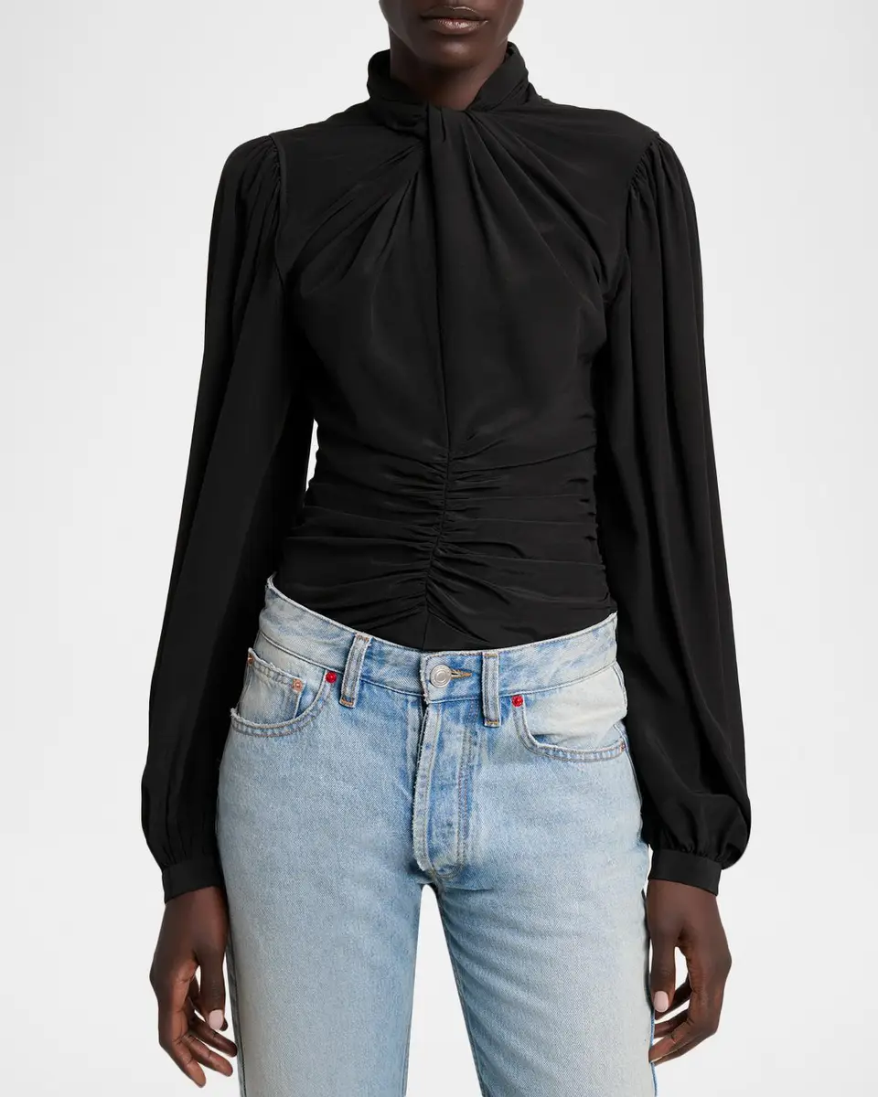 Isabel Marant Depsona Twisted Keyhole Long-Sleeve Silk Blouse | Thumbnail 4 Isabel Marant Depsona Twisted Keyhole Long-Sleeve Silk Blouse | Thumbnail 4