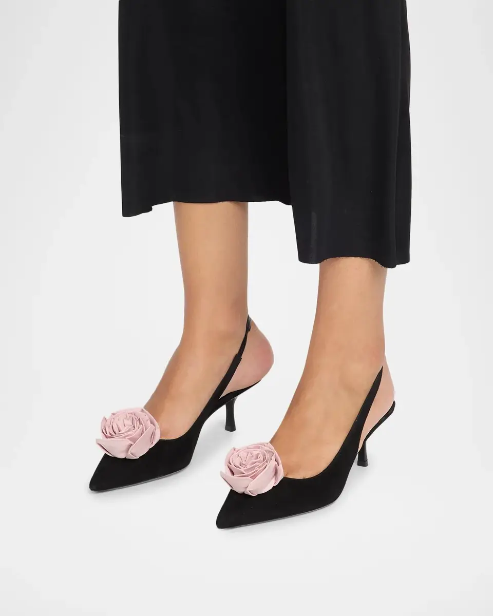 Stuart Weitzman Paloma Rose 50MM Suede Slingback Pumps | Thumbnail 2