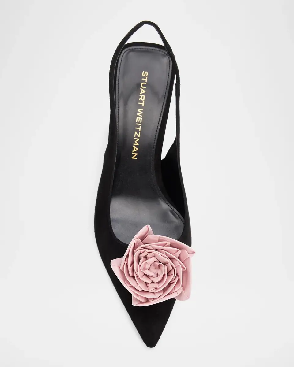 Stuart Weitzman Paloma Rose 50MM Suede Slingback Pumps | Thumbnail 6