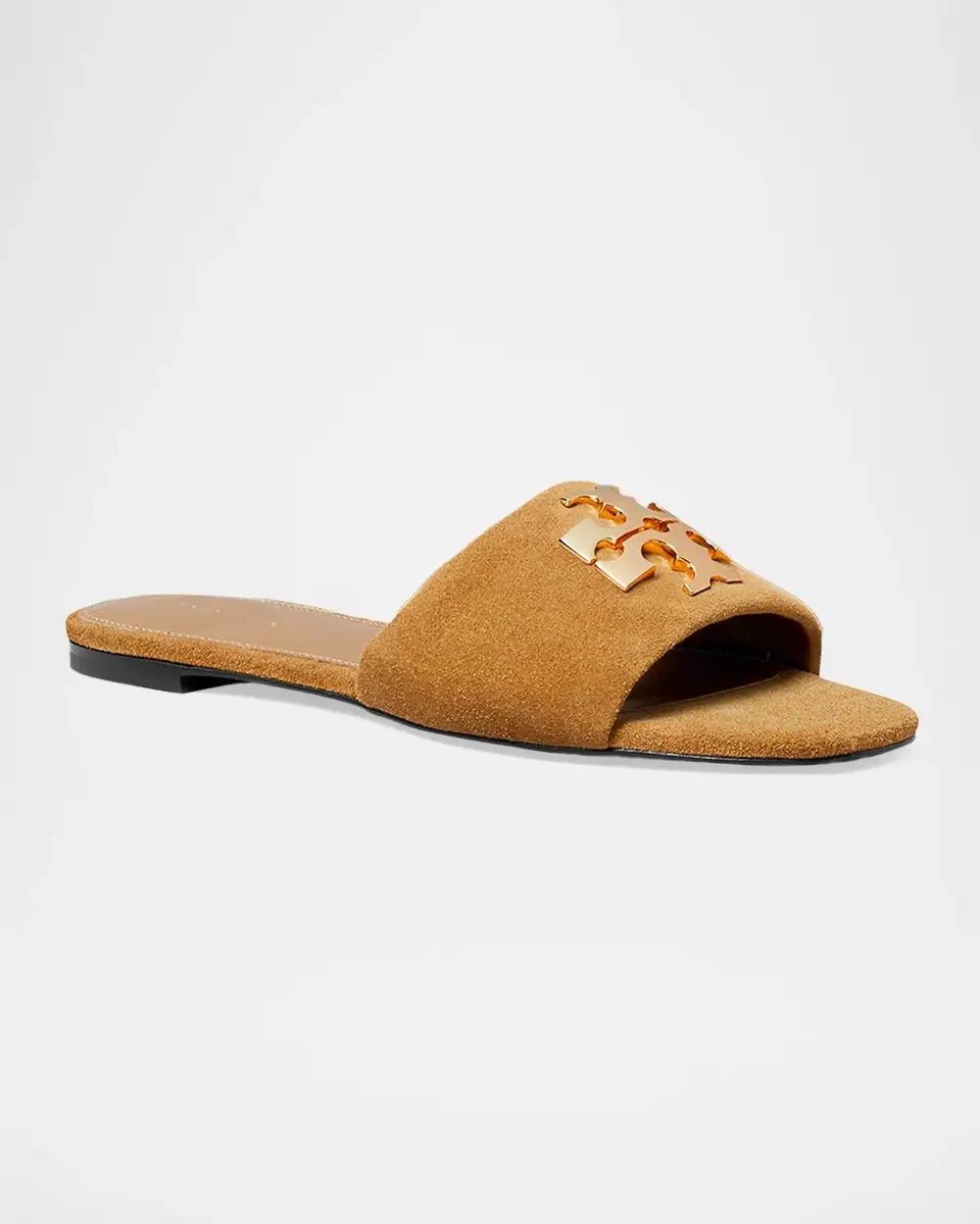 Tory Burch Charlie Suede Flat Slide Sandals | Thumbnail 2 Tory Burch Charlie Suede Flat Slide Sandals | Thumbnail 2