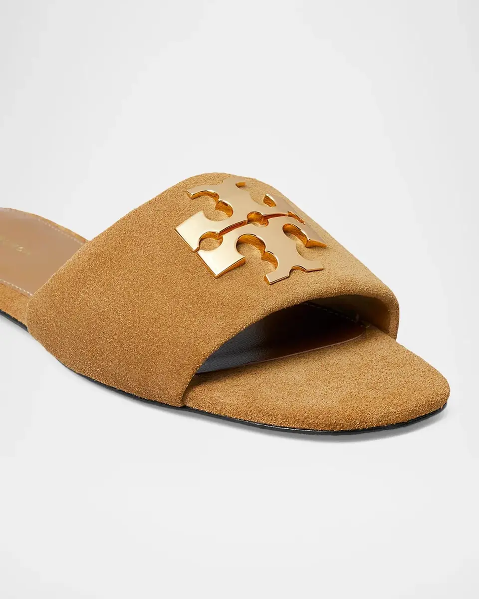 Tory Burch Charlie Suede Flat Slide Sandals | Thumbnail 3 Tory Burch Charlie Suede Flat Slide Sandals | Thumbnail 3