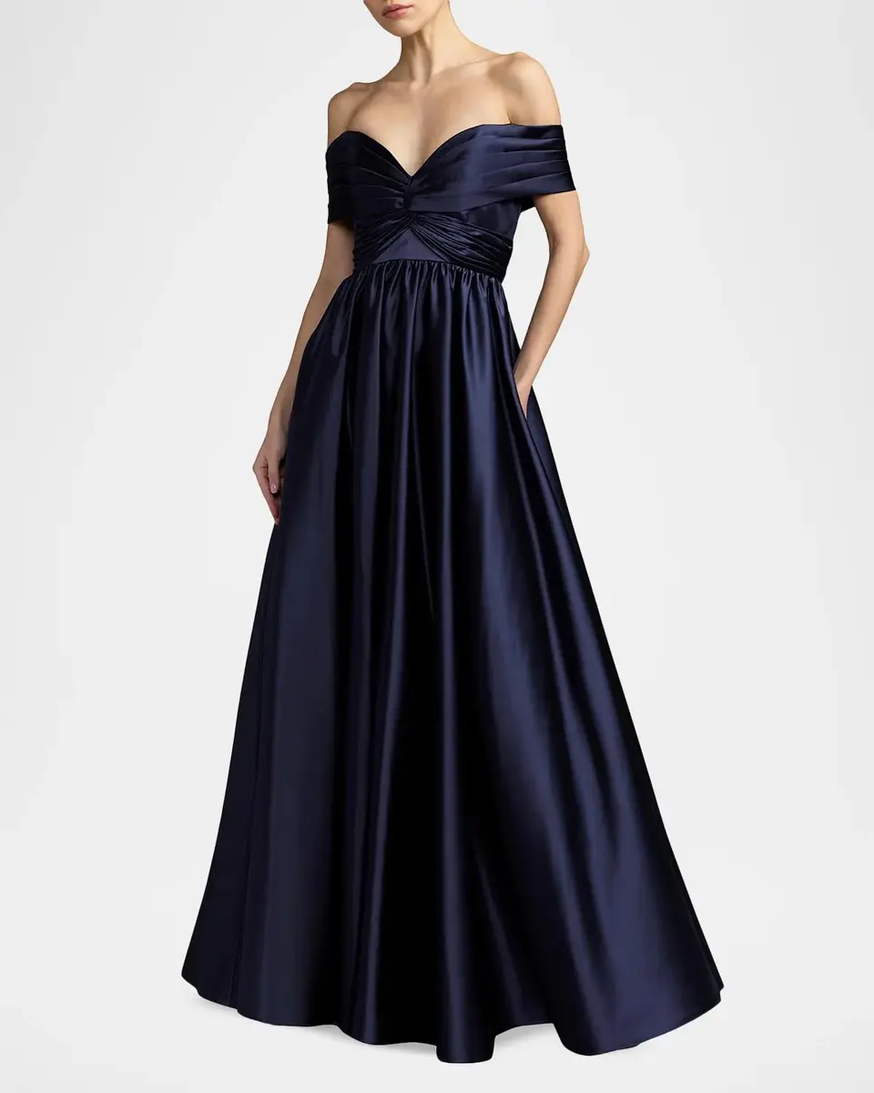 Mac Duggal Ieena Gathered Satin Gown | Thumbnail 2 Mac Duggal Ieena Gathered Satin Gown | Thumbnail 2