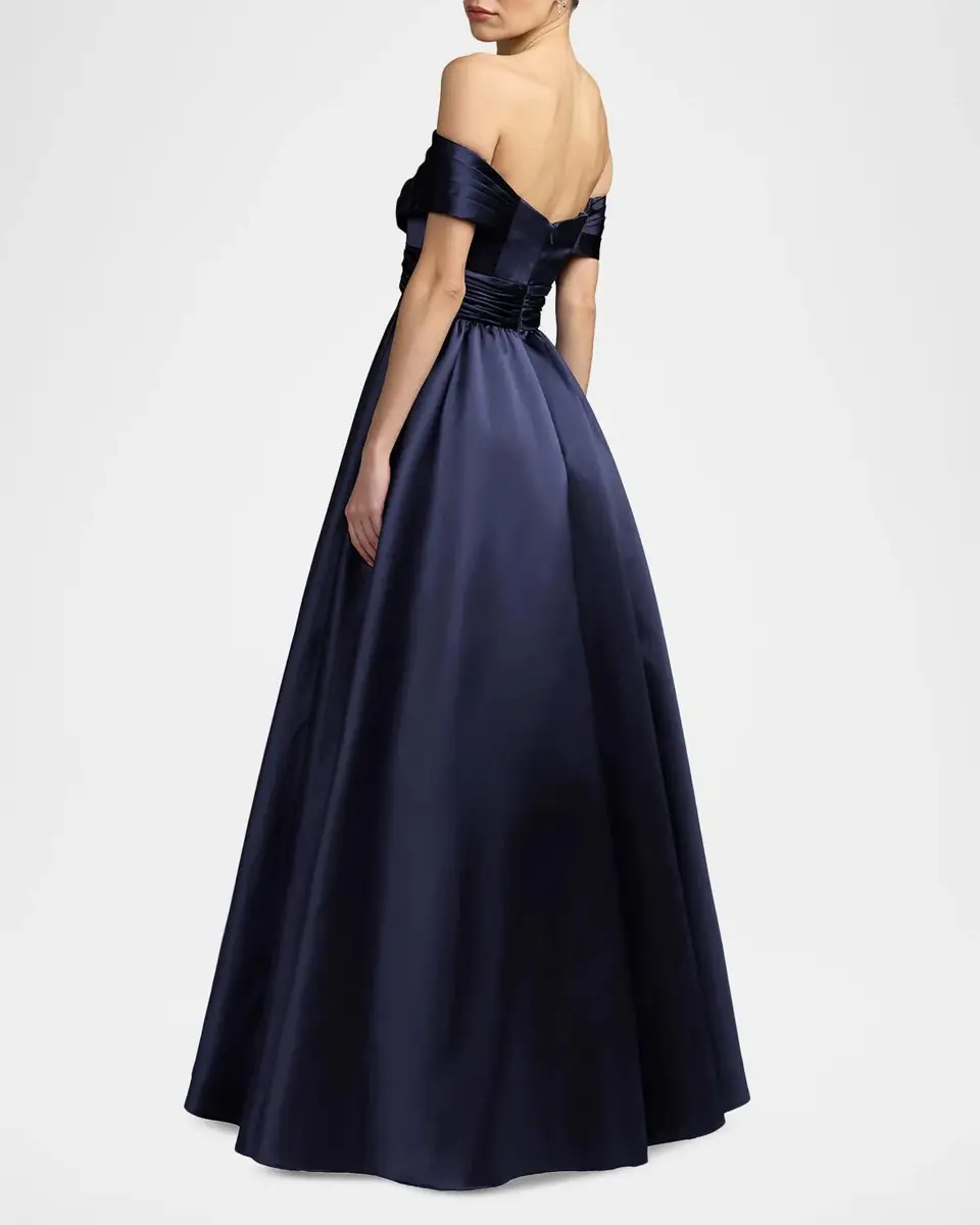 Mac Duggal Ieena Gathered Satin Gown | Thumbnail 3 Mac Duggal Ieena Gathered Satin Gown | Thumbnail 3