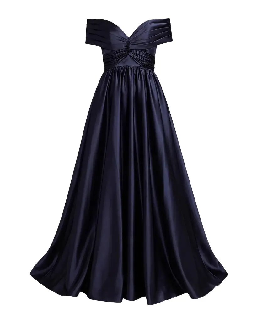 Mac Duggal Ieena Gathered Satin Gown