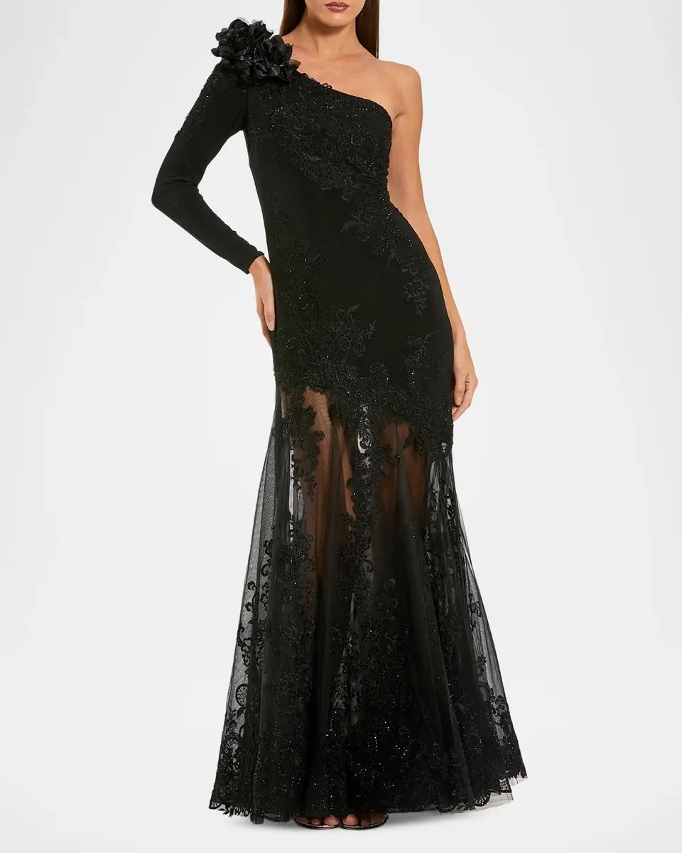 Mac Duggal Embroidered Mesh Jersey Gown | Thumbnail 2