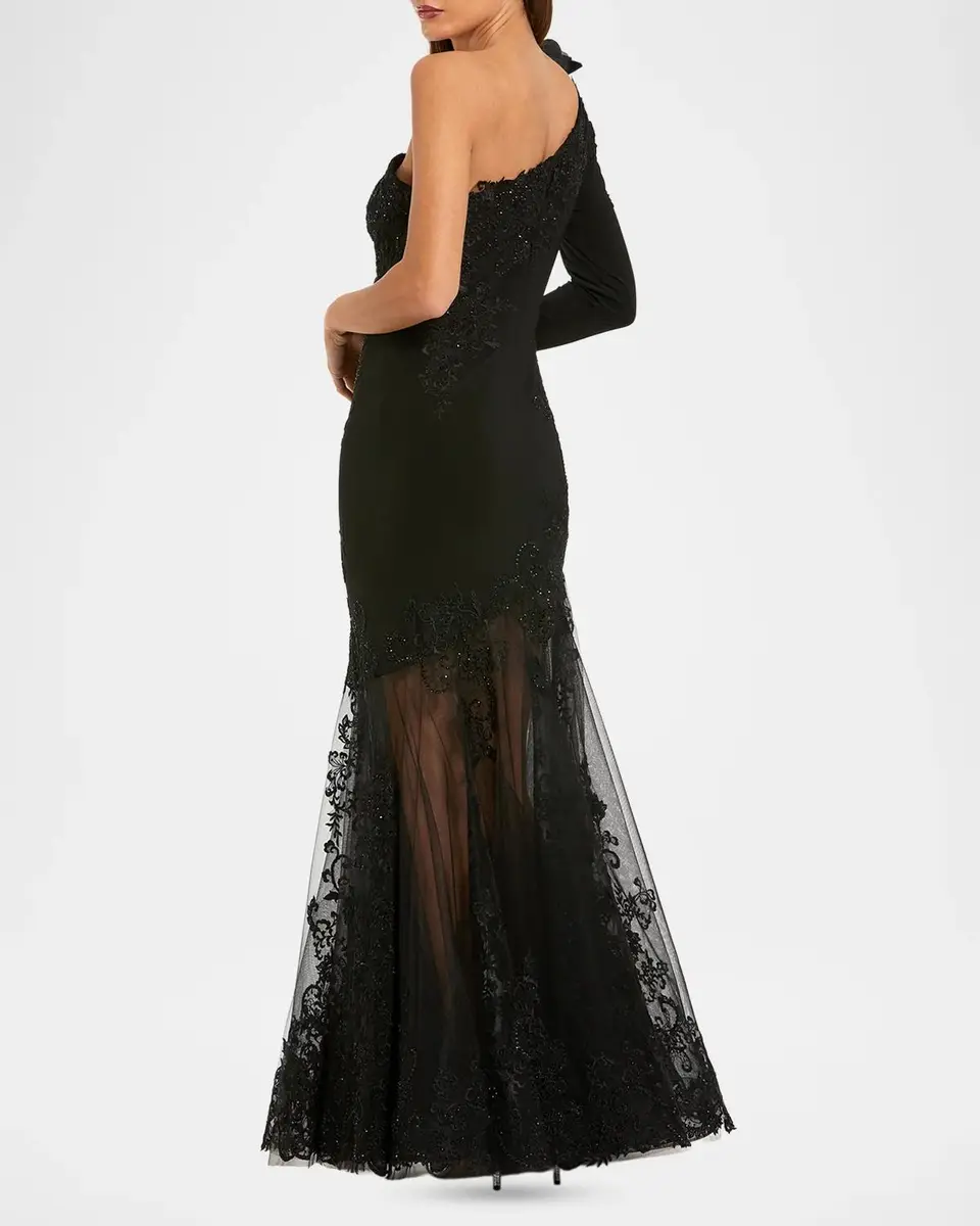 Mac Duggal Embroidered Mesh Jersey Gown | Thumbnail 3