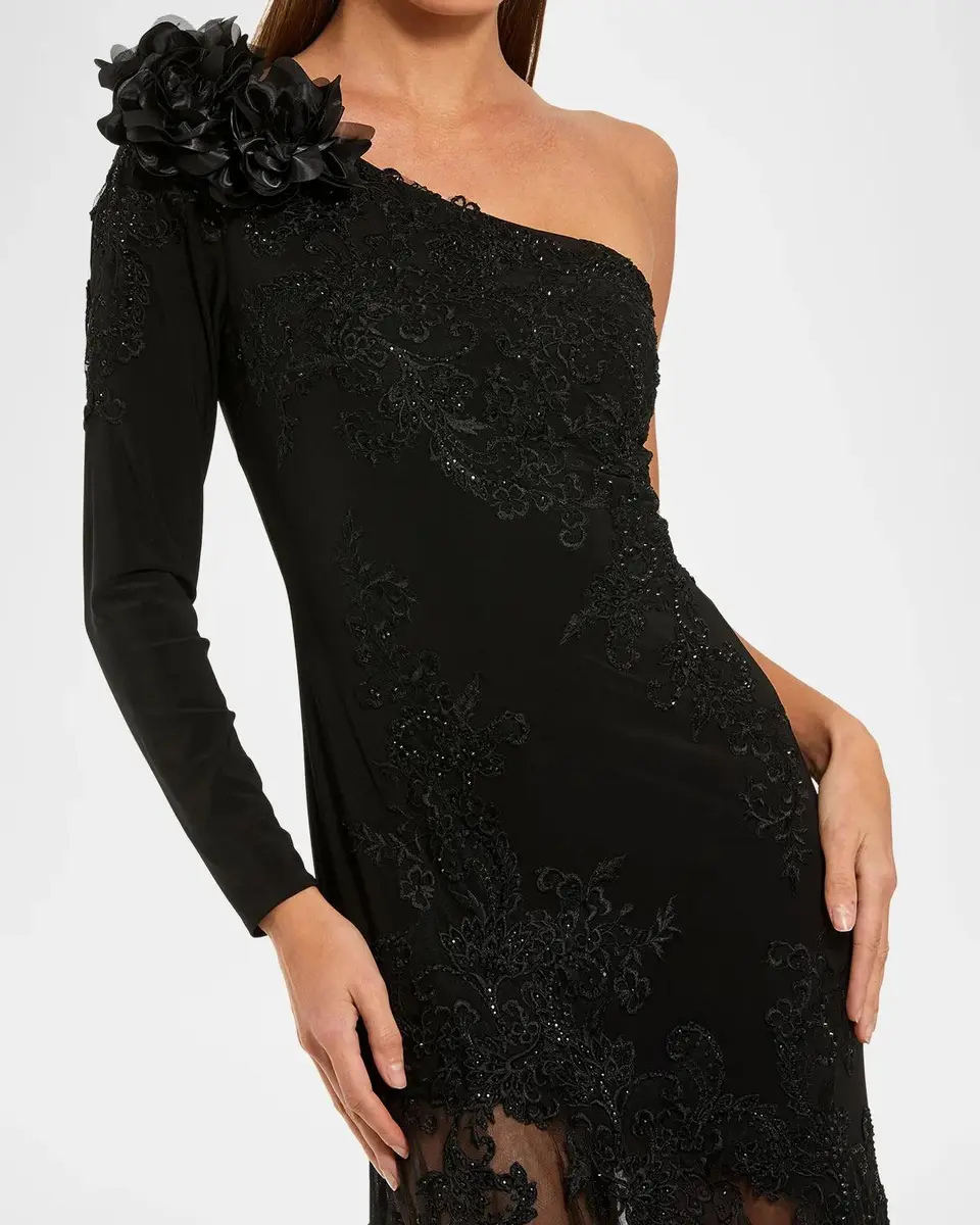 Mac Duggal Embroidered Mesh Jersey Gown | Thumbnail 4