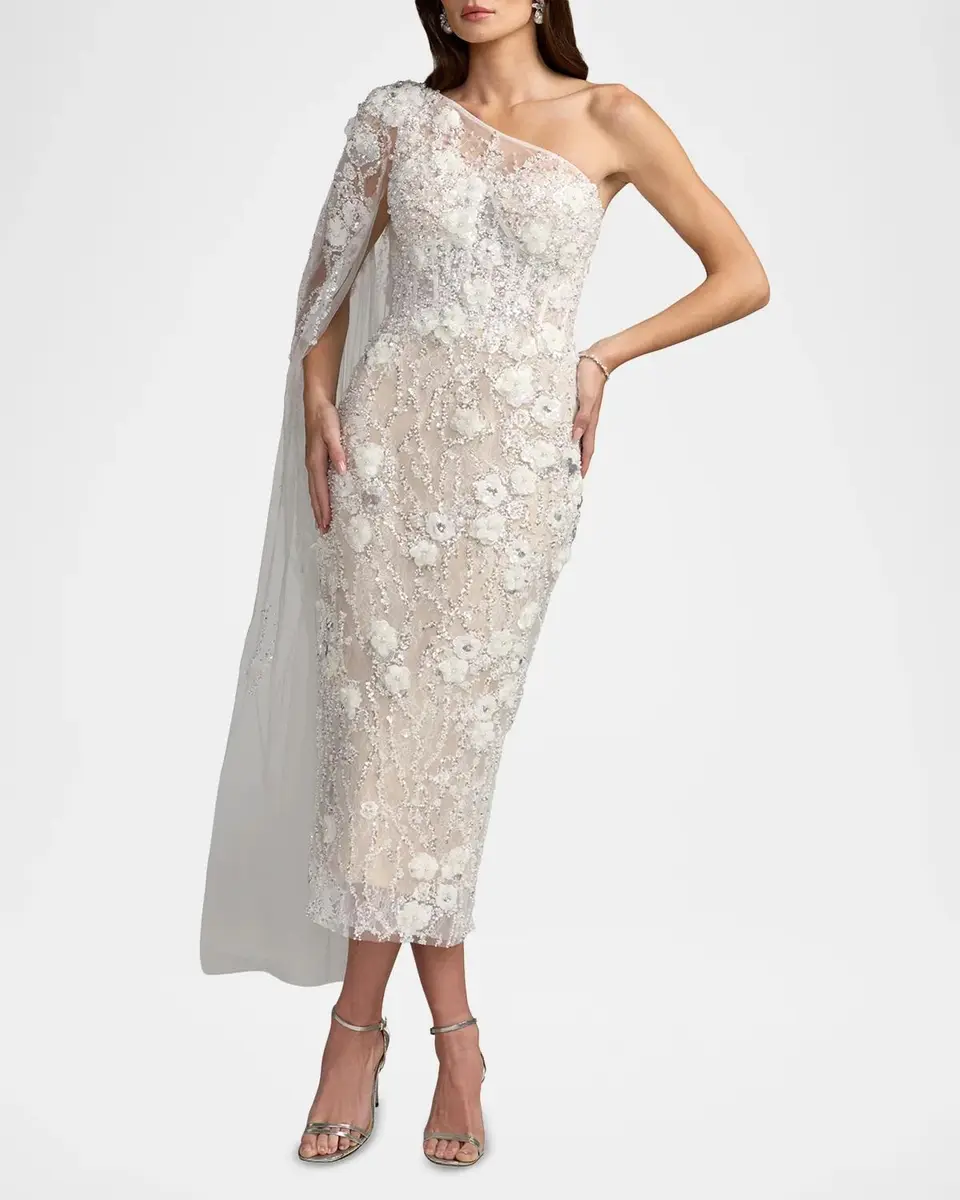 Mac Duggal Embellished One-Shoulder Midi Dress | Thumbnail 2 Mac Duggal Embellished One-Shoulder Midi Dress | Thumbnail 2