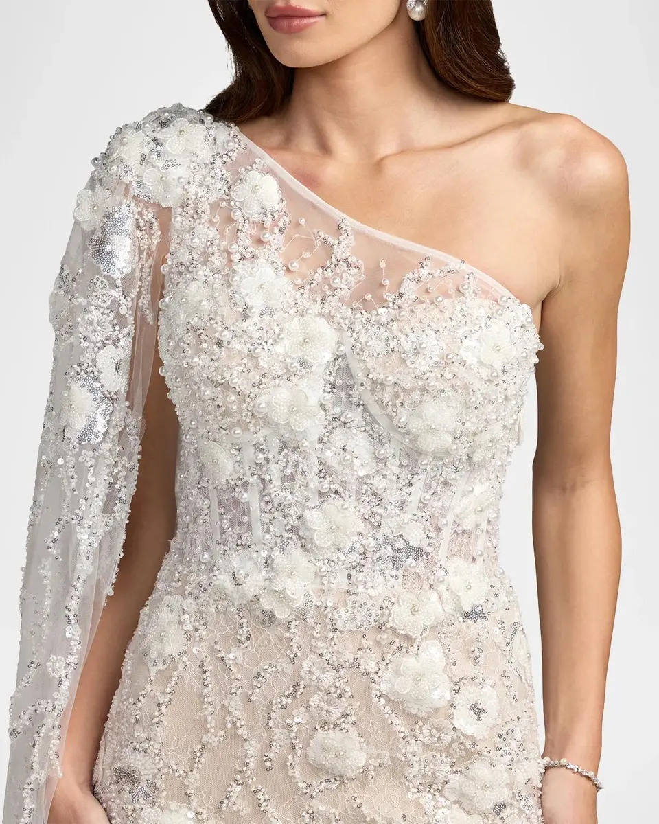 Mac Duggal Embellished One-Shoulder Midi Dress | Thumbnail 4 Mac Duggal Embellished One-Shoulder Midi Dress | Thumbnail 4