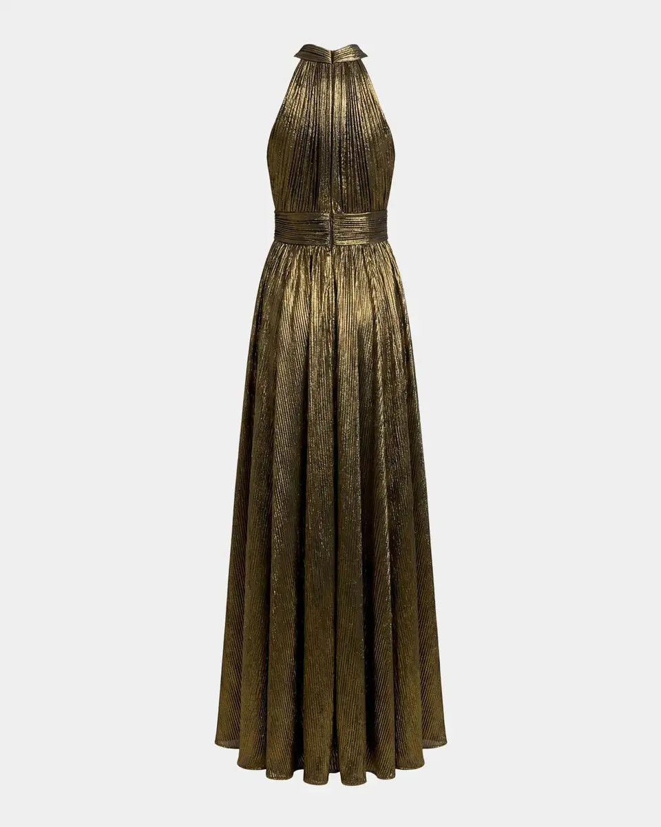Mac Duggal Pleated Metallic Sleeveless Gown | Thumbnail 5