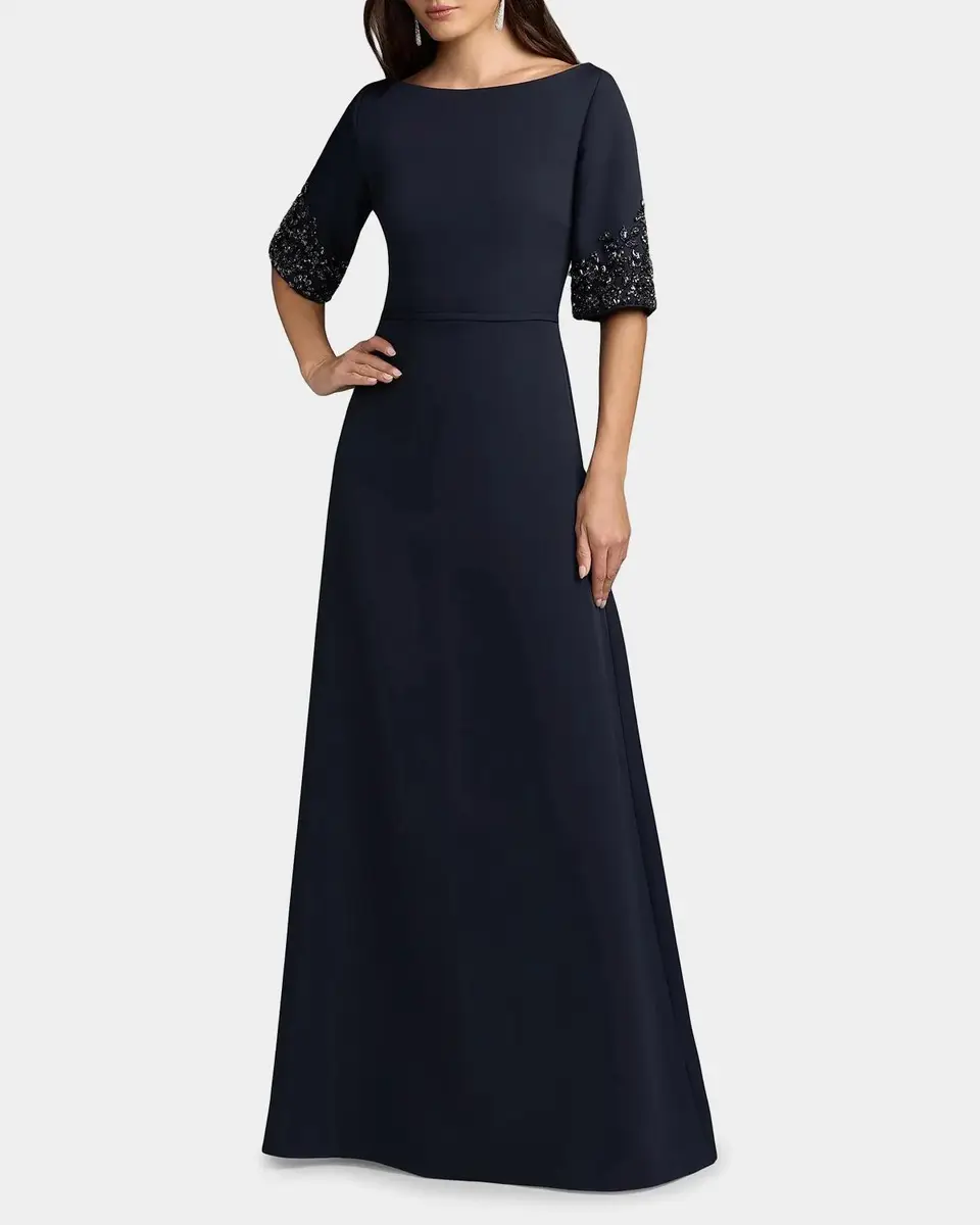 Mac Duggal Crepe A-Line Gown | Thumbnail 2 Mac Duggal Crepe A-Line Gown | Thumbnail 2