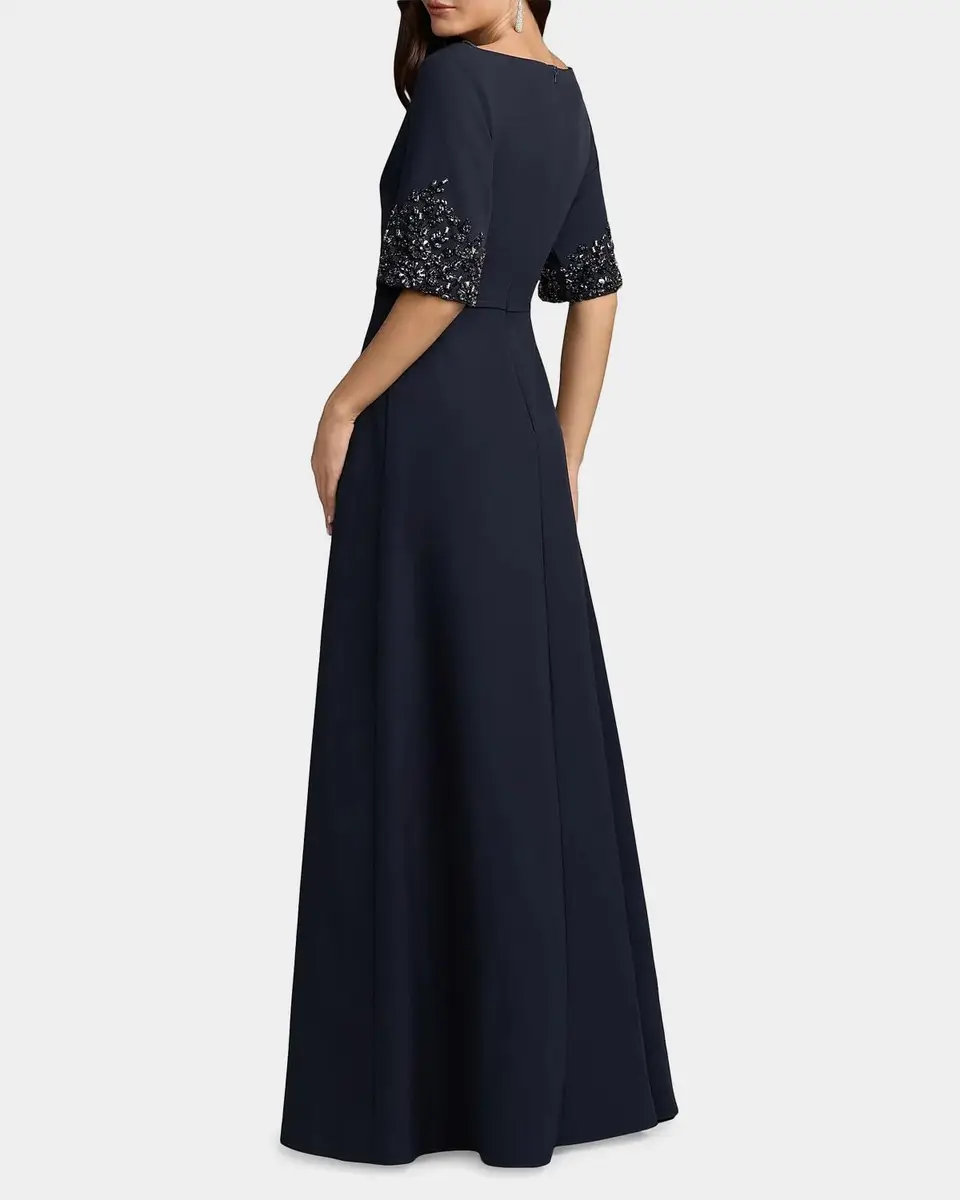 Mac Duggal Crepe A-Line Gown | Thumbnail 3 Mac Duggal Crepe A-Line Gown | Thumbnail 3