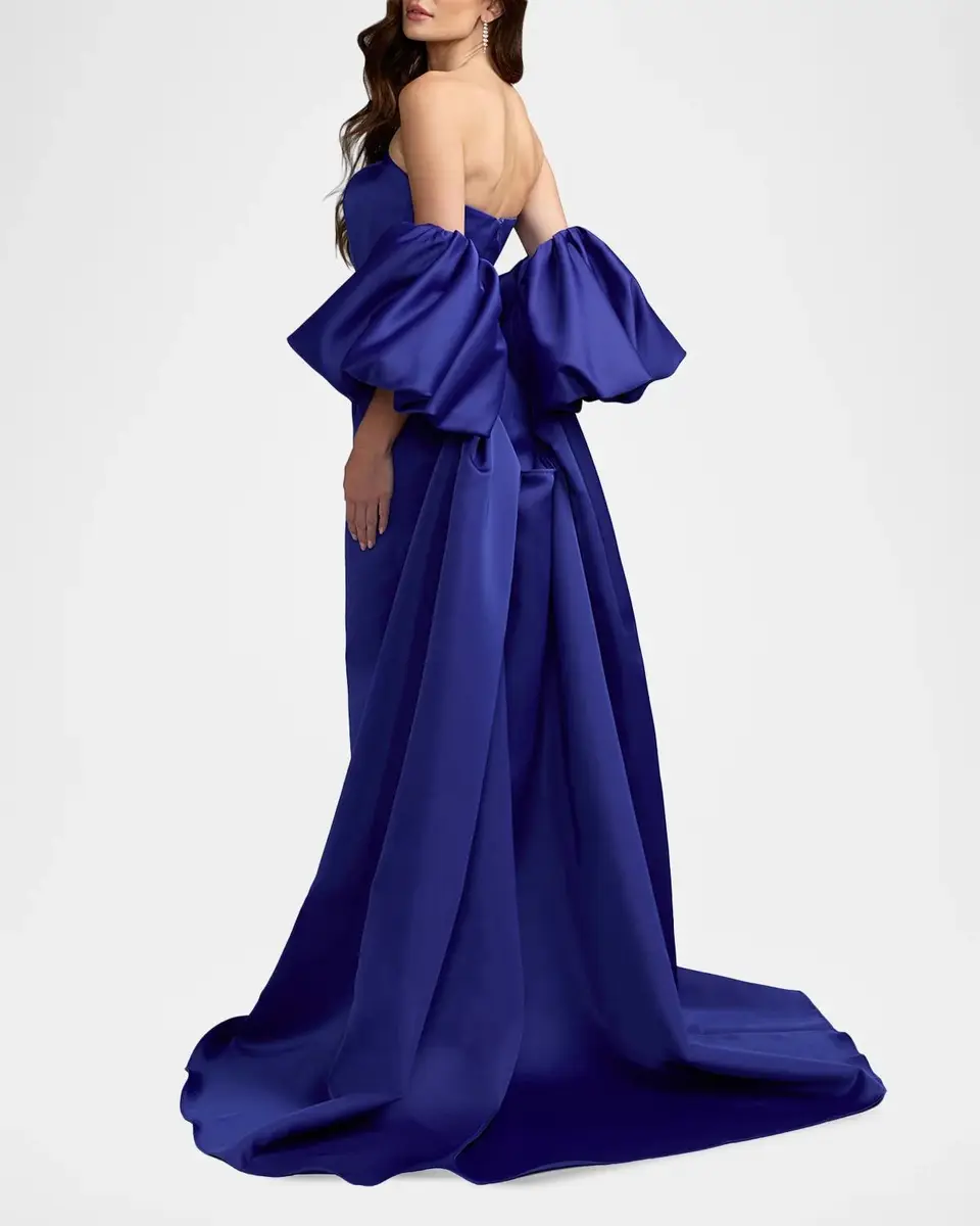 Mac Duggal Satin Strapless Cape Gown | Thumbnail 2 Mac Duggal Satin Strapless Cape Gown | Thumbnail 2