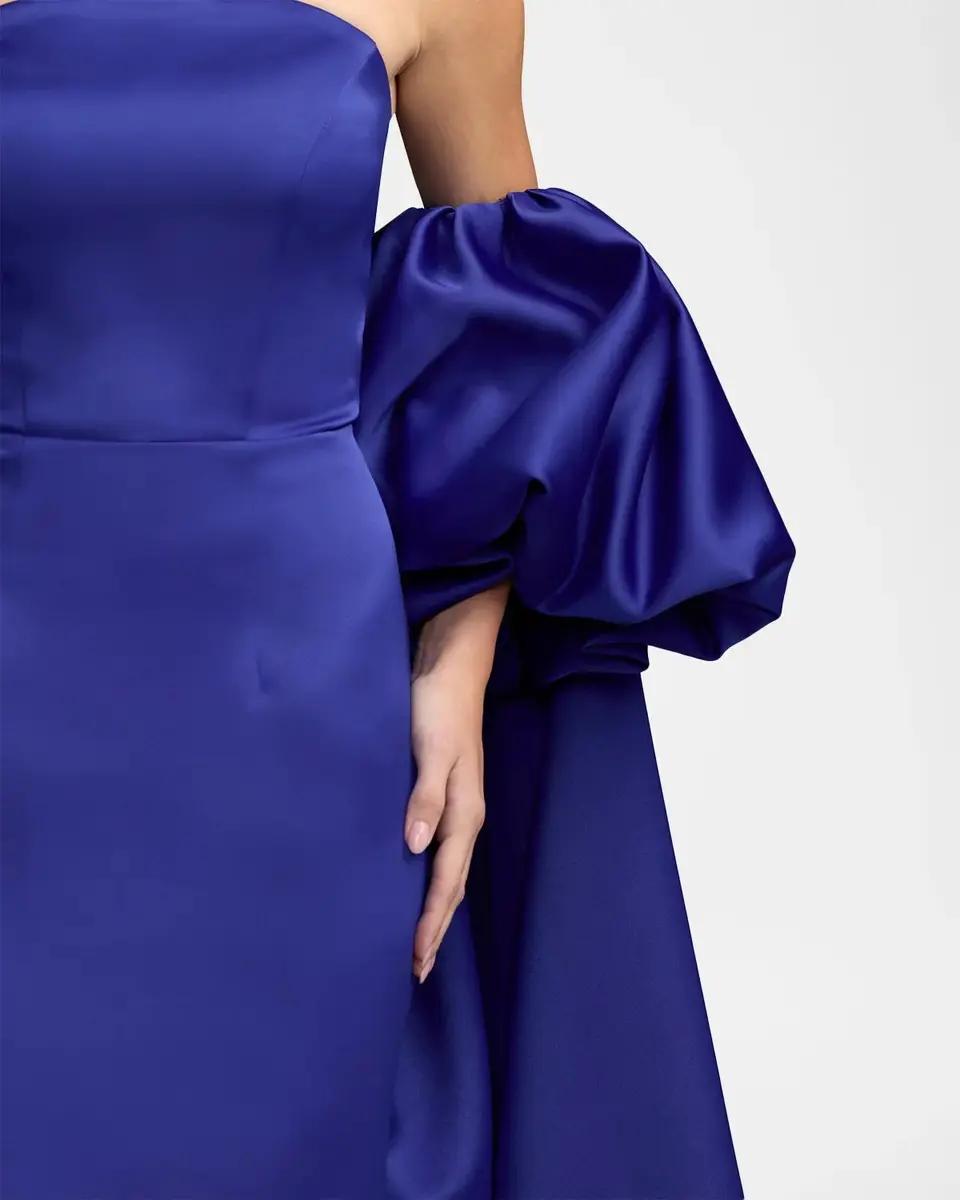 Mac Duggal Satin Strapless Cape Gown | Thumbnail 3 Mac Duggal Satin Strapless Cape Gown | Thumbnail 3