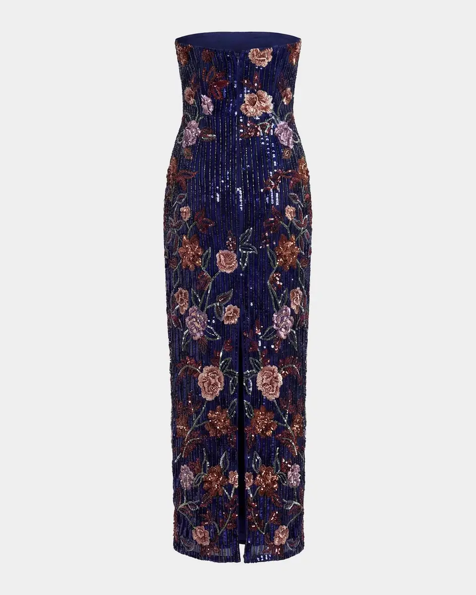 Mac Duggal Floral Sequin Strapless Column Dress | Thumbnail 5