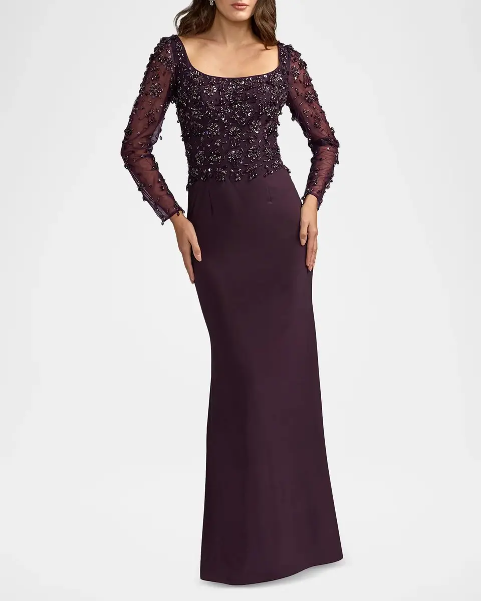 Mac Duggal Beaded Jersey Column Gown | Thumbnail 2 Mac Duggal Beaded Jersey Column Gown | Thumbnail 2