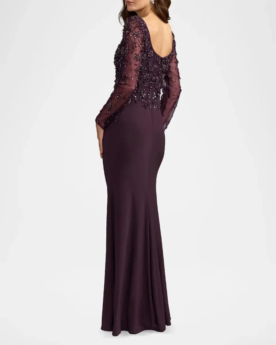 Mac Duggal Beaded Jersey Column Gown | Thumbnail 3 Mac Duggal Beaded Jersey Column Gown | Thumbnail 3