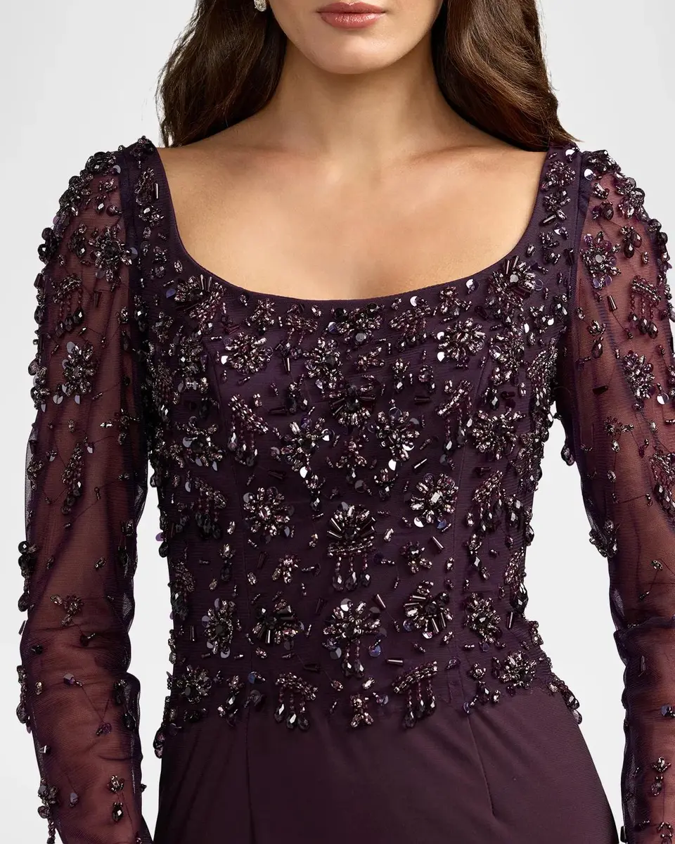 Mac Duggal Beaded Jersey Column Gown | Thumbnail 4 Mac Duggal Beaded Jersey Column Gown | Thumbnail 4