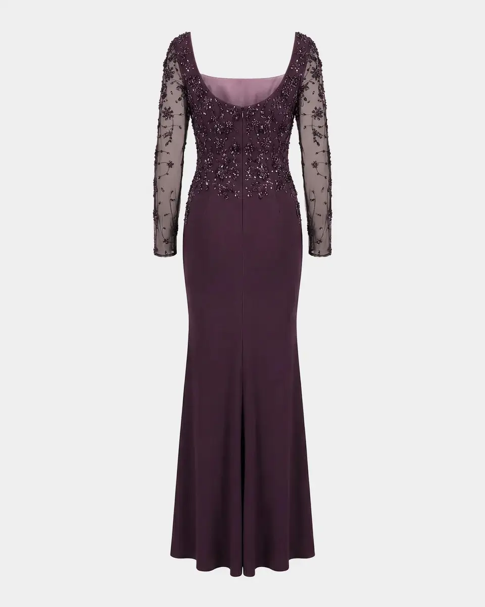 Mac Duggal Beaded Jersey Column Gown | Thumbnail 5 Mac Duggal Beaded Jersey Column Gown | Thumbnail 5