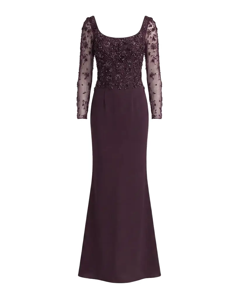 Mac Duggal Beaded Jersey Column Gown