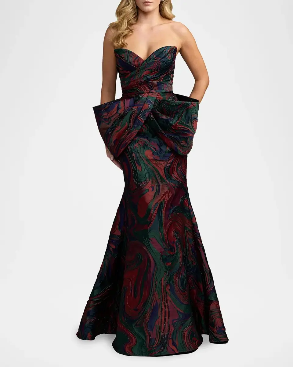 Mac Duggal Bow-Detail Brocade Strapless Gown | Thumbnail 2