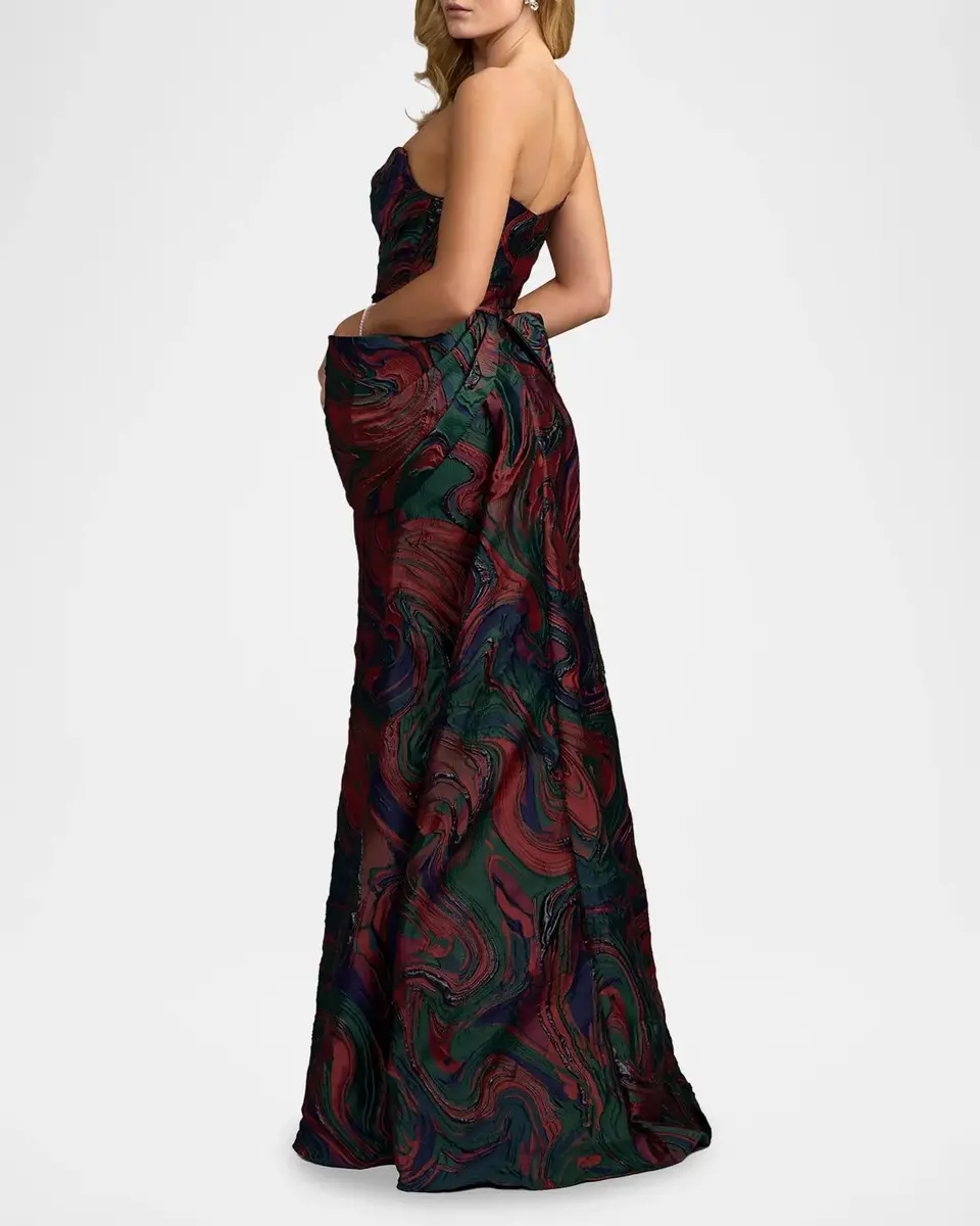 Mac Duggal Bow-Detail Brocade Strapless Gown | Thumbnail 3