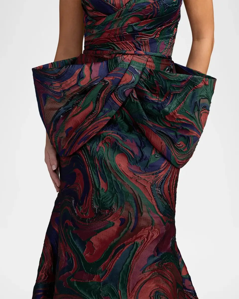 Mac Duggal Bow-Detail Brocade Strapless Gown | Thumbnail 4