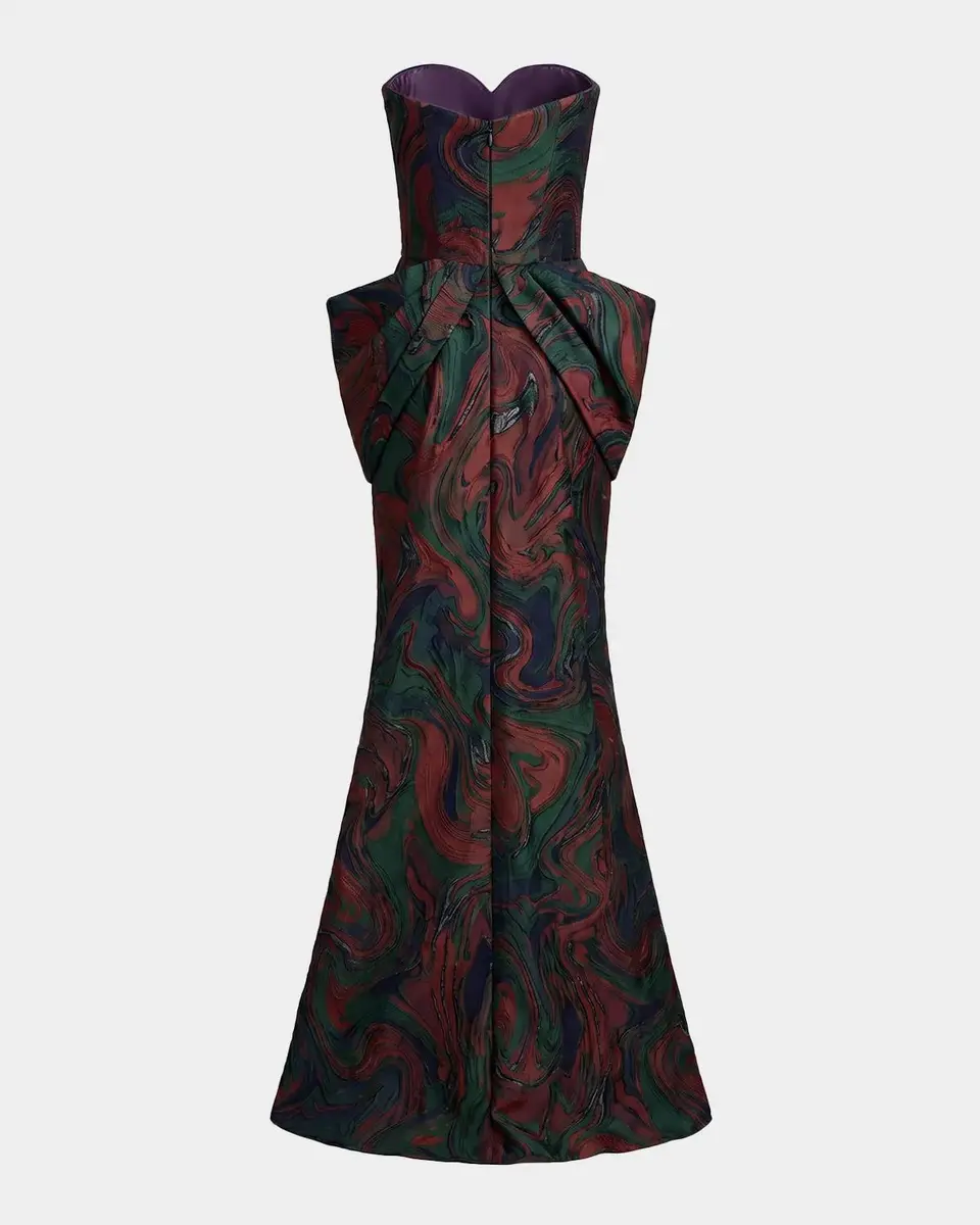 Mac Duggal Bow-Detail Brocade Strapless Gown | Thumbnail 5