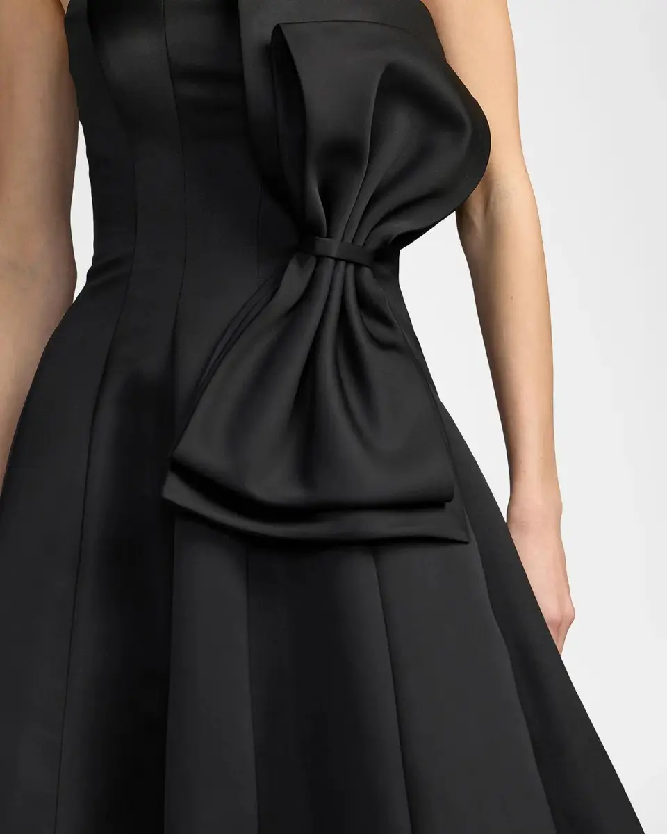 Mac Duggal Satin Charmeuse Bow Strapless Midi Dress | Thumbnail 4 Mac Duggal Satin Charmeuse Bow Strapless Midi Dress | Thumbnail 4