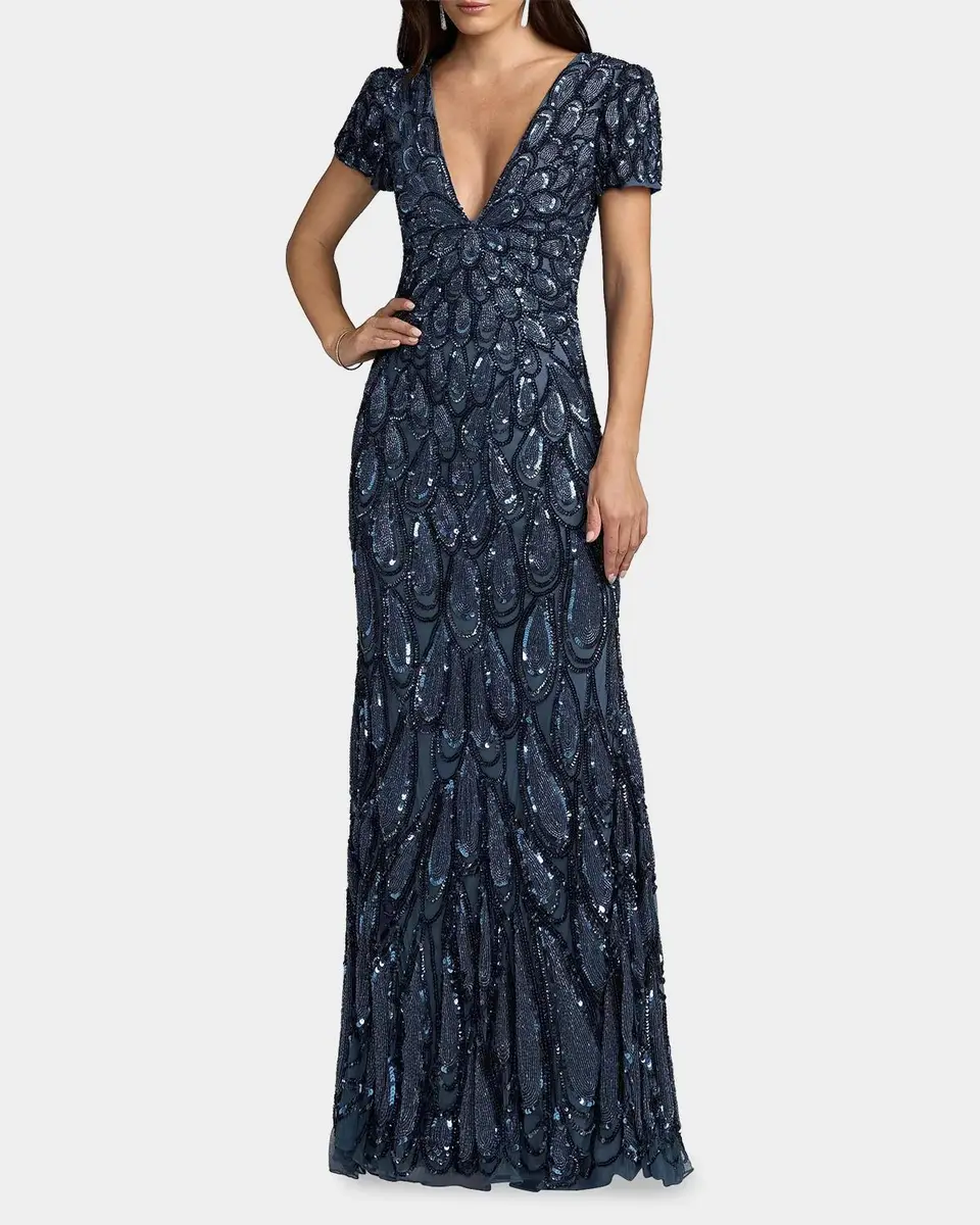 Mac Duggal Sequin & Bead-Embellished Jersey Gown | Thumbnail 2 Mac Duggal Sequin & Bead-Embellished Jersey Gown | Thumbnail 2