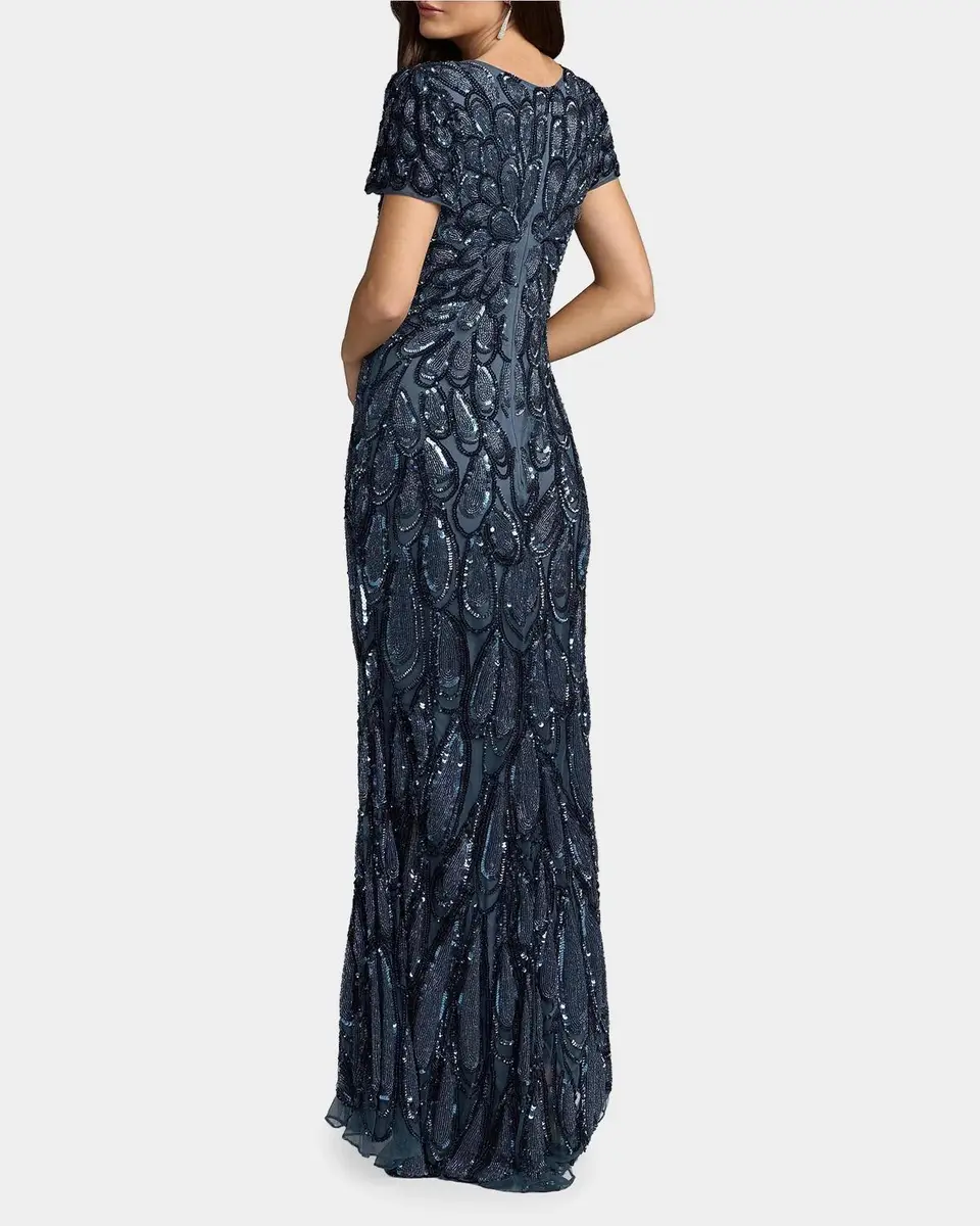 Mac Duggal Sequin & Bead-Embellished Jersey Gown | Thumbnail 3 Mac Duggal Sequin & Bead-Embellished Jersey Gown | Thumbnail 3