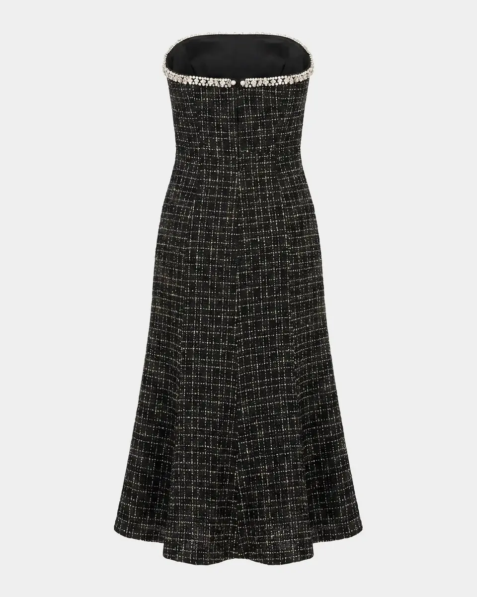 Mac Duggal Ieena Pearl-Embellished Bouclé A-Line Dress | Thumbnail 5